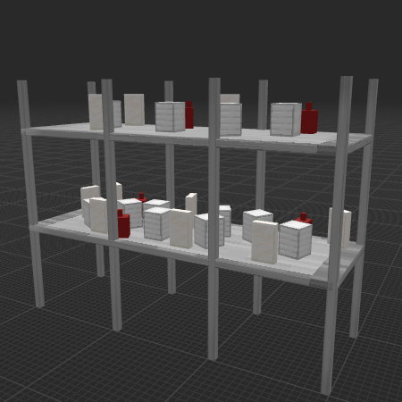 Shelf with enlated food