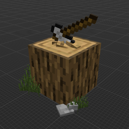 Axe in a oak log