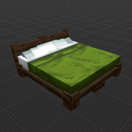 Dark Oak, Green Bed.