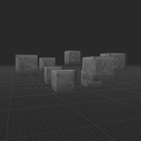 Floating Disassembled Stone Bricks