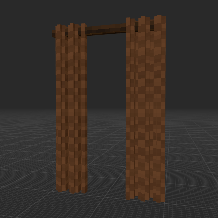 Opened Brown plaid curtain