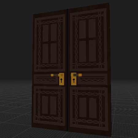 Porte double sculptée en bois sombre