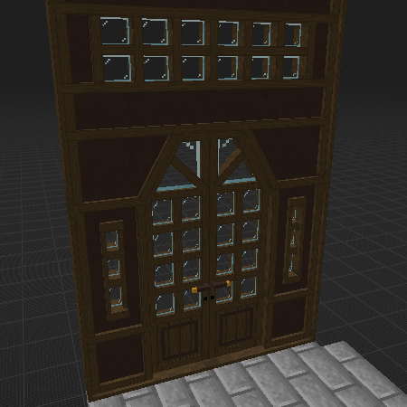 Grande porte dentrée pour façade de maison à colombage