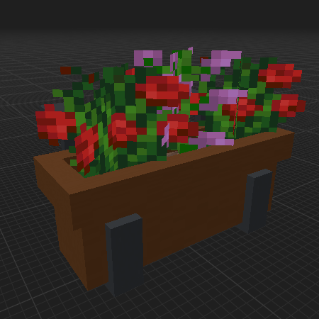 Balconnière 3 places avec 2 rosiers et un lilas (longueur 2 blocs)