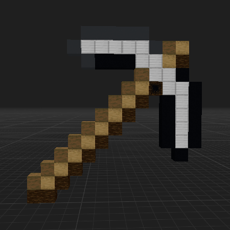 An iron pickaxe made of blocks