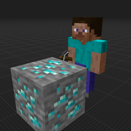 Стив добывает алмазики